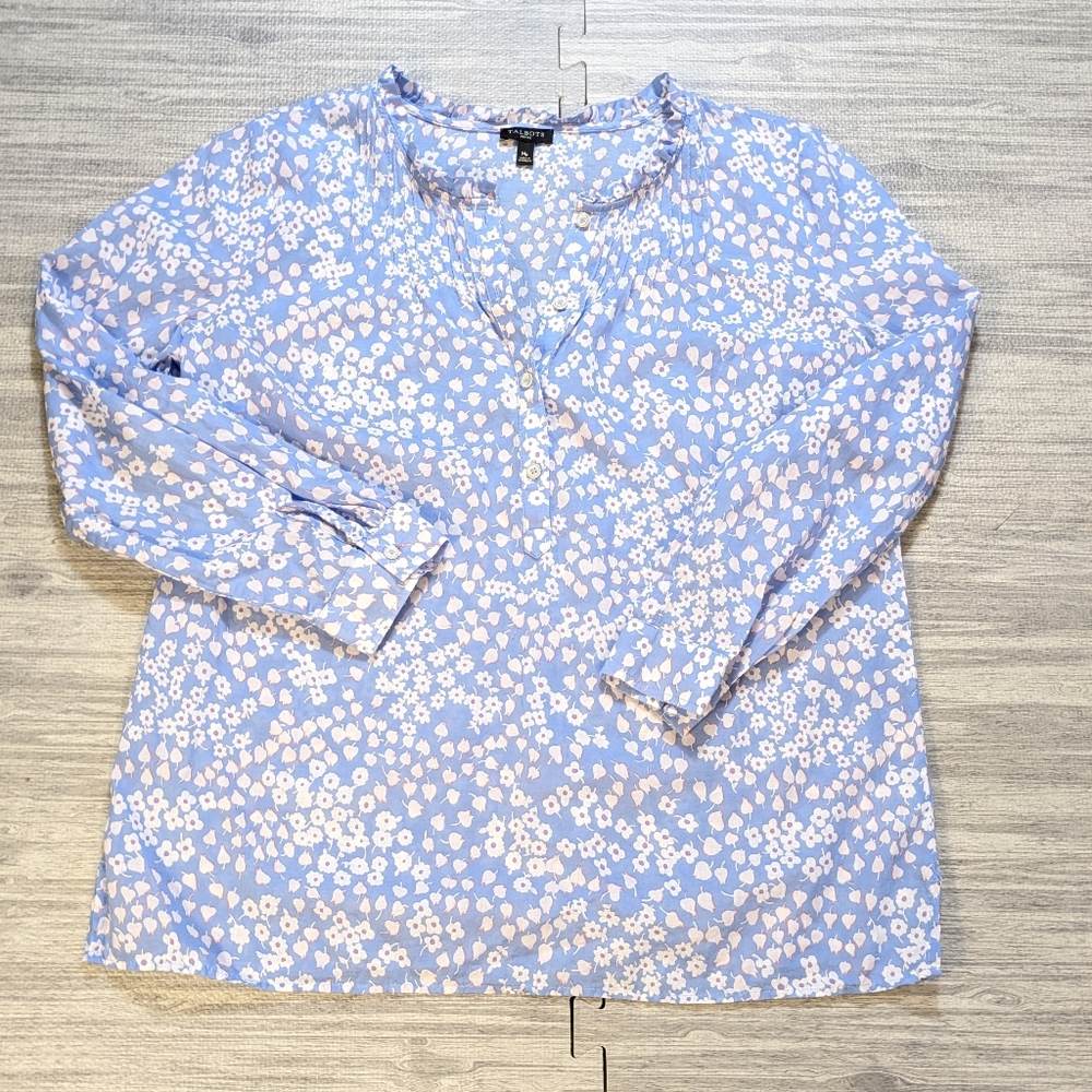 Talbots Women's Floral Pintuck Popover Cotton Top Casual Spring Summer Mp‎ - Picture 7 of 11